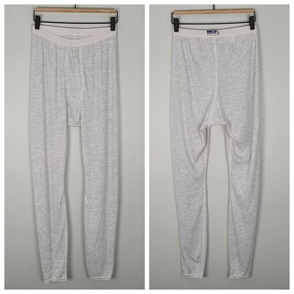 Patagonia Size M Vintage Capilene Base Layer Bottom Pants Light Gray Heathered - Picture 1 of 12